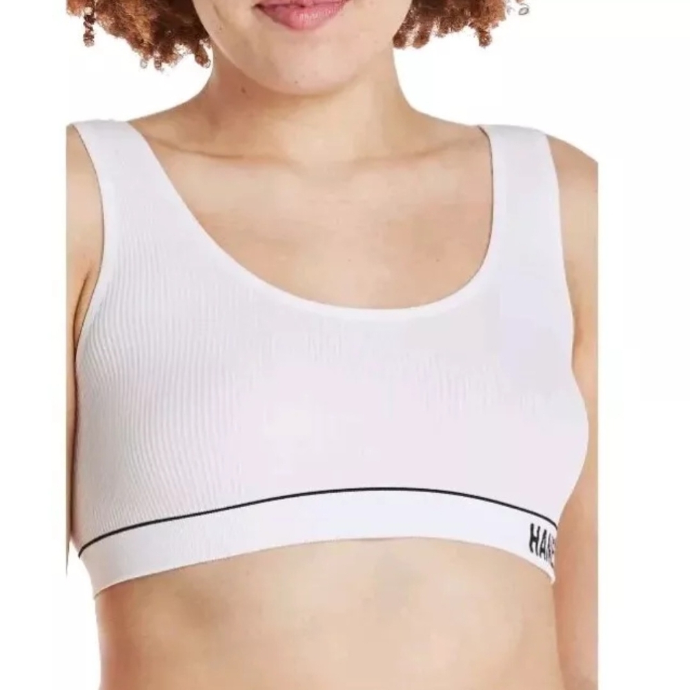 HANES ORIGINALS RIB SCOOP CROP COMFORTFLEX FIT Size: M